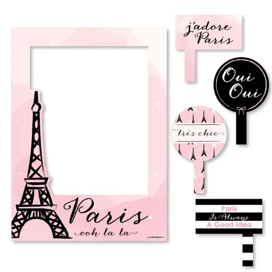 Big Dot of Happiness Paris, Ooh La La - Paris Themed Party Selfie Photo Booth Picture Frame and Props - Printed on Sturdy Material {7}