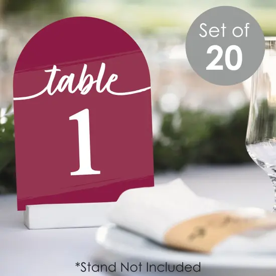 Big Dot of Happiness Burgundy Elegantly Simple - Wedding Receptions, Parties or Events Double-Sided 5 x 7 inches Cards - Table Numbers - 1-20 {3}