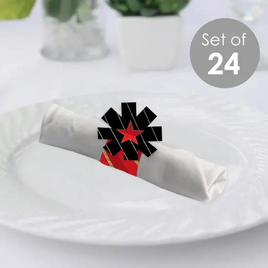 Big Dot of Happiness Red Carpet - Movie Night Party Paper Napkin Holder - Napkin Rings - Set of 24 {3}