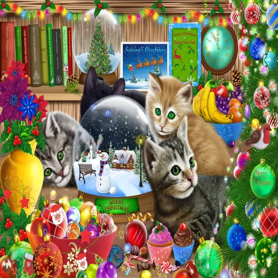 Sunsout Snow globe Kittens 300 pc Christmas Jigsaw Puzzle 39211 {1}