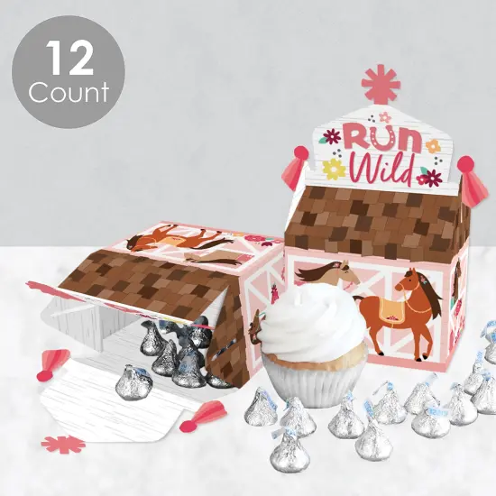 Big Dot of Happiness Run Wild Horses - Treat Box Party Favors - Pony Birthday Party Goodie Gable Boxes - Set of 12 {4}