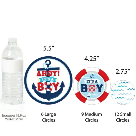 Big Dot of Happiness Ahoy It's a Boy - Nautical Baby Shower Giant Circle Confetti - Party Decorations - Large Confetti 27 Count {4}