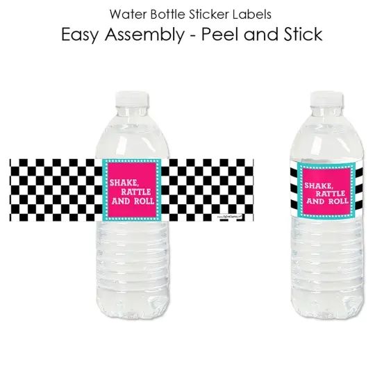 Big Dot of Happiness 50's Sock Hop - 1950s Rock N Roll Party Water Bottle Sticker Labels - Set of 20 {3}