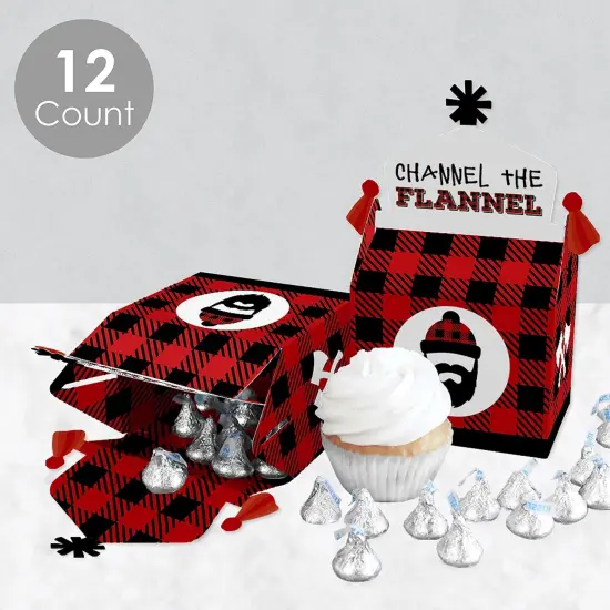 Big Dot of Happiness Lumberjack - Channel the Flannel - Treat Box Party Favors - Buffalo Plaid Party Goodie Gable Boxes - Set of 12 {4}