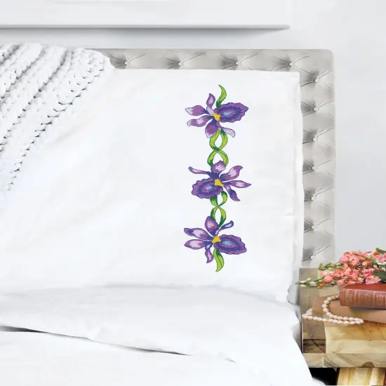 Tobin Stamped For Embroidery Pillowcase Pair 20"X30"-Irises {1}