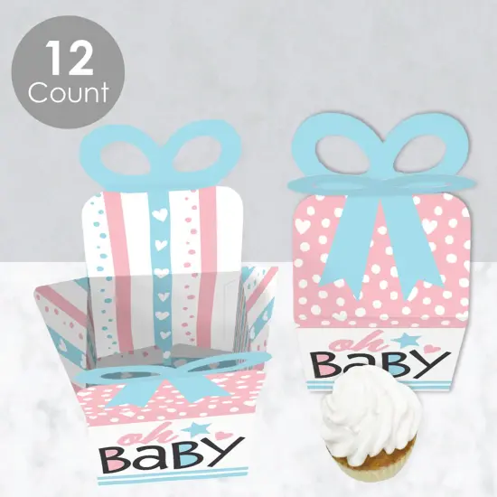 Big Dot of Happiness Baby Gender Reveal - Square Favor Gift Boxes - Team Boy or Girl Party Bow Boxes - Set of 12 {4}