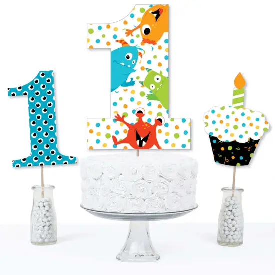 Big Dot of Happiness 1st Birthday Monster Bash - Little Monster First Birthday Party Centerpiece Sticks - Table Toppers - Set of 15 {4}