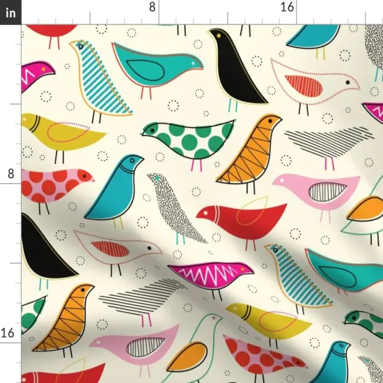 Various Fabrics by the Yard or Fat Quarter Mod, Rainbow, Bird, Nursery, Scandinavian, Gender Neutral, Yellow, Midcentury Custom Printed Fabric by Spoonflower {2}