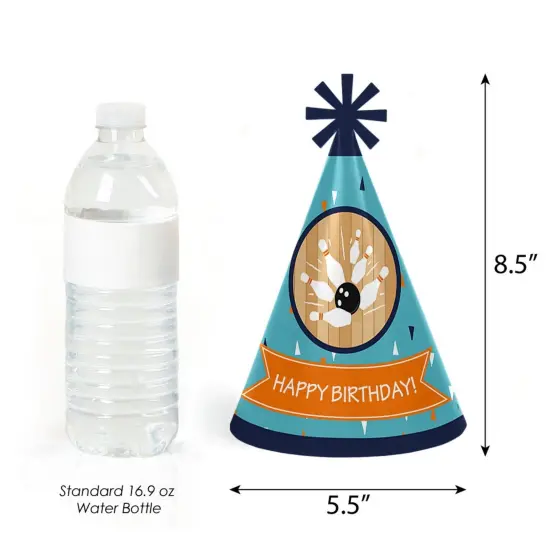 Big Dot of Happiness Strike Up the Fun - Bowling - Cone Happy Birthday Party Hats for Kids and Adults - Set of 8 (Standard Size) {4}