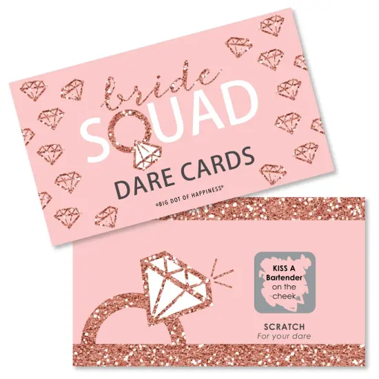 Big Dot of Happiness Bride Squad - Rose Gold Bridal Shower or Bachelorette Party Game Scratch Off Dare Cards - 22 Count {1}