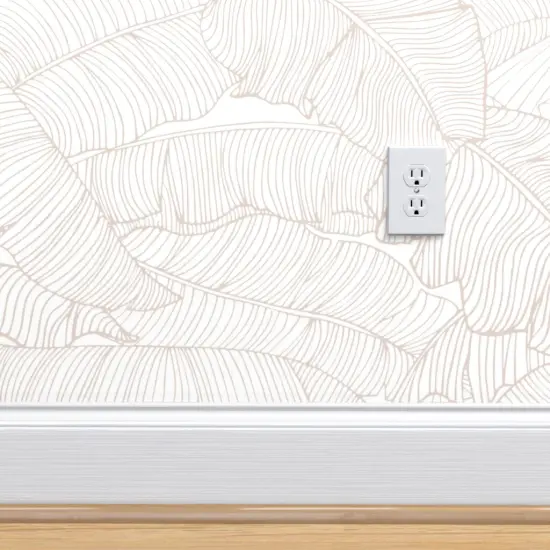 Pre-Pasted Wallpaper 2FT Wide Neutral Tropical Jumbo Scale Soft Blush Pink Modern Jungle Custom Pre-pasted Wallpaper by Spoonflower {4}