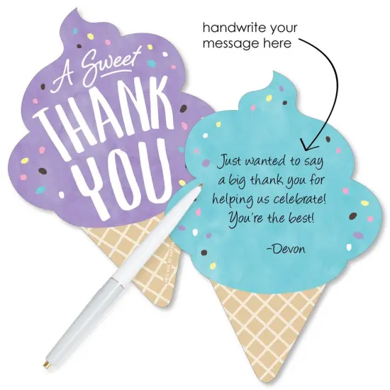 Big Dot of Happiness Scoop Up the Fun - Ice Cream - Shaped Thank You Cards - Sprinkles Party Thank You Note Cards with Envelopes - Set of 12 {3}