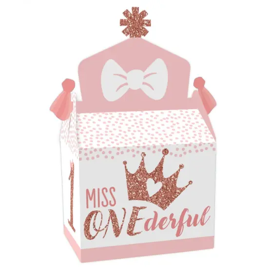 Big Dot of Happiness 1st Birthday Little Miss Onederful - Treat Box Party Favors - Girl First Birthday Party Goodie Gable Boxes - Set of 12 {1}