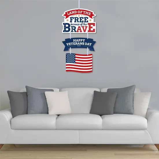 Big Dot of Happiness Happy Veterans Day - Hanging Porch Patriotic Outdoor Decorations - Front Door Decor - 3 Piece Sign {4}