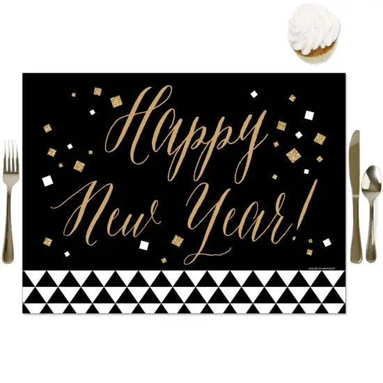 Big Dot of Happiness New Year's Eve - Gold - Party Table Decorations - New Years Eve Party Placemats - Set of 16 {1}