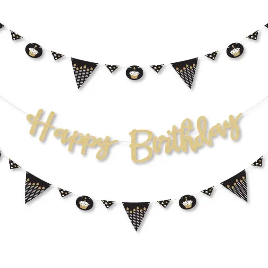 Big Dot of Happiness Adult Happy Birthday - Gold - Birthday Party Letter Banner Decor - 36 Cutouts & No-Mess Real Gold Glitter Happy Birthday Letters {1}