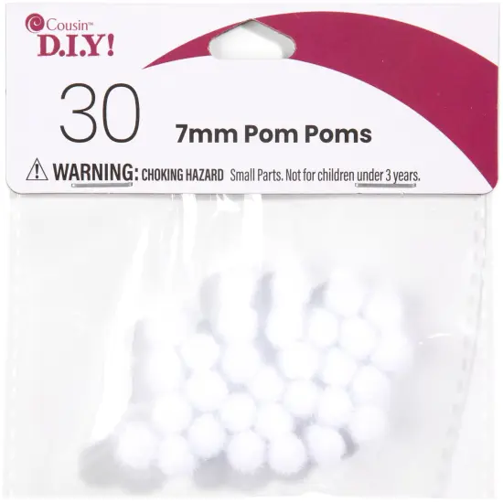 CousinDIY Pom-Poms 7mm 30/Pkg-White {1}