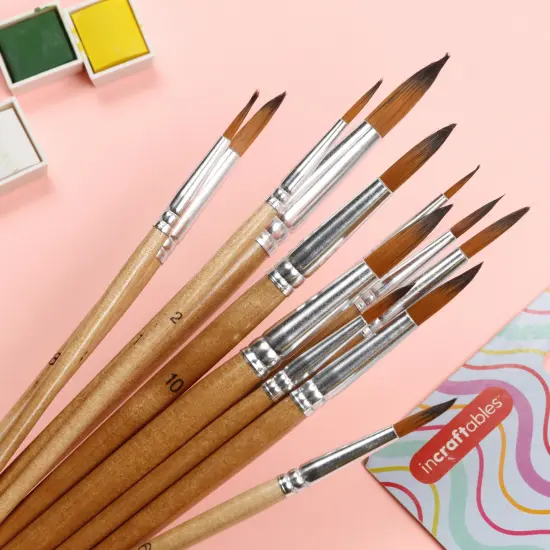 Incraftables Watercolor Paint Brushes Set (12 pcs). Round Art Paint Brushes for Watercolor Painting. Detail Water Color Paint Brushes for Adults, Professional Artists & Kids for Acrylic & Oil Painting {2}