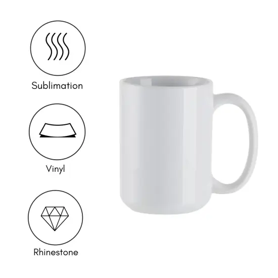 15oz White Ceramic Sublimation Mugs - 6 Pack {2}