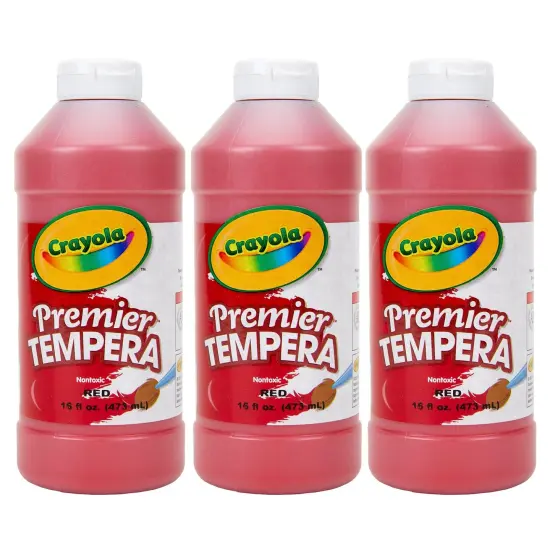 Premier Tempera Paint, 16 oz, Red, Pack of 3 {1}