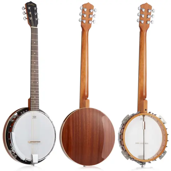 Ashthorpe 6-String Banjo - Full Size with 24 Brackets, Closed Back, Mahogany Resonator {2}