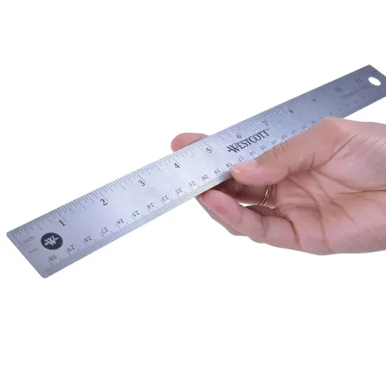 12" Stainless Steel Office Ruler With Non Slip Cork Base, Pack of 3 {4}
