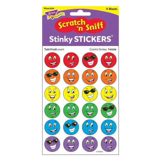 Colorful Smiles/Tutti-Frutti Stinky Stickers&reg;, 96 Per Pack, 6 Packs {4}