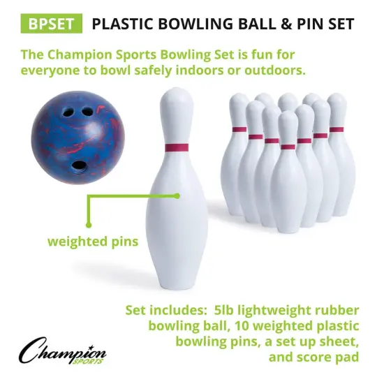 Plastic Bowling Ball & Pin Set {2}