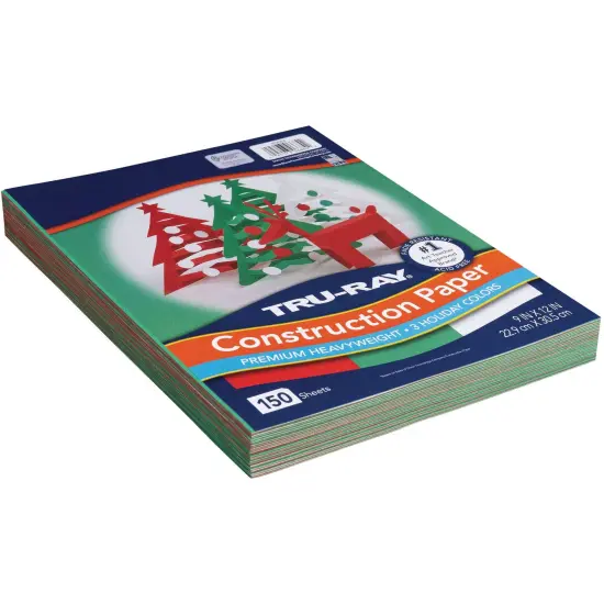 Construction Paper, Holiday Assortment, 9" x 12", 150 Sheets Per Pack, 3 Packs {5}