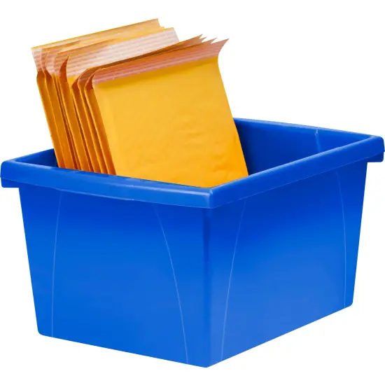 4 Gallon Classroom Storage Bin, Blue, Pack of 3 {5}
