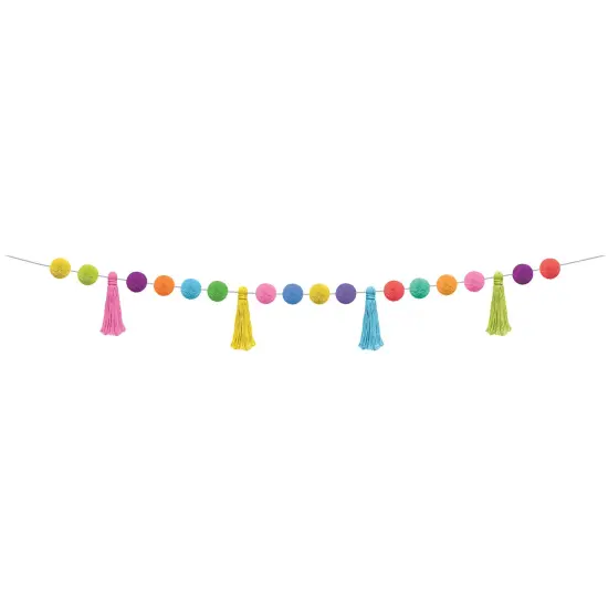 Colorful Pom-Poms and Tassels Garland, Pack of 3 {3}