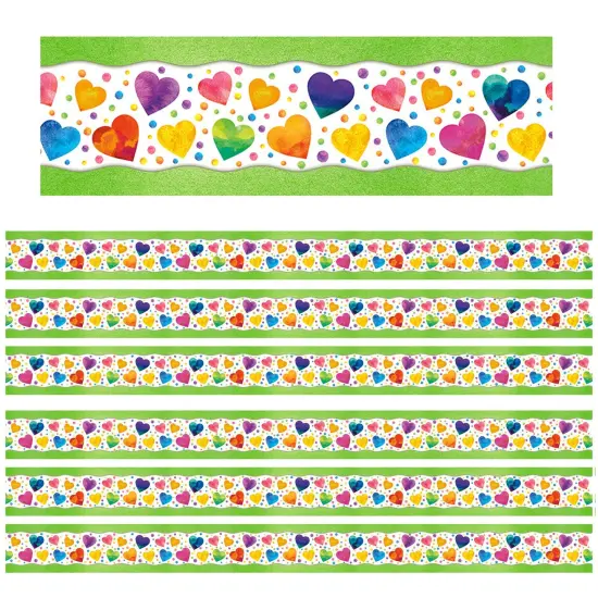 All Around the Board Trimmer, Watercolor Hearts, 43 Feet Per Pack, 6 Packs {1}