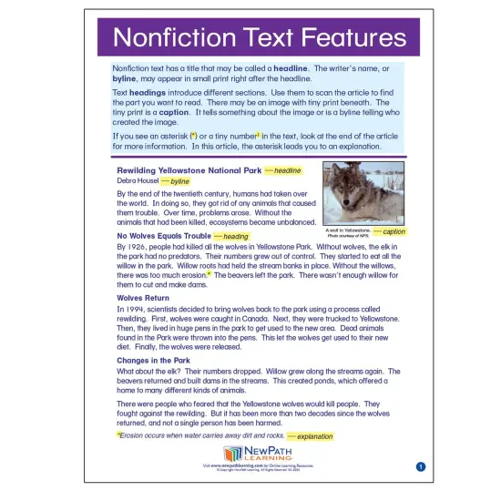 Nonfiction Text Features Learning Center, Grades 3-5 {2}