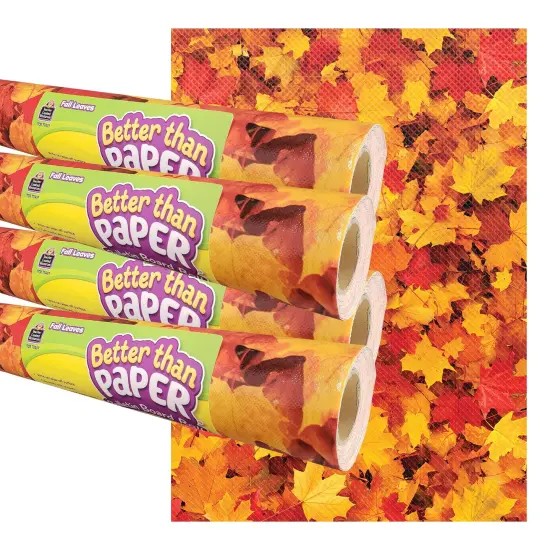 Fall Leaves Better Than Paper Bulletin Board Roll, 4' x 12', Pack of 4 {1}