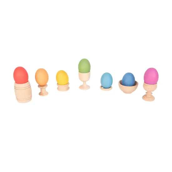 Rainbow Wooden Eggs - Set of 7 Colors {3}