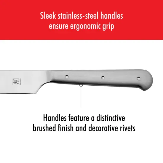 ZWILLING Porterhouse 2pc Stainless Steel Carving Knife Set with Fork in Red Presentation Box, Gift Set {6}