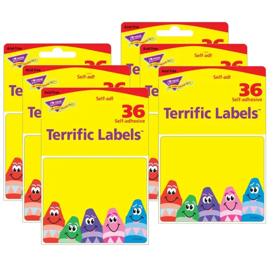 Colorful Crayons Terrific Labels&trade;, 36 Per Pack, 6 Packs {1}