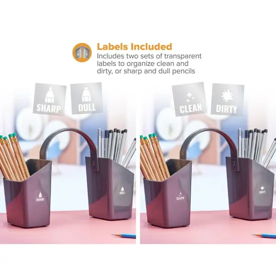 Antimicrobial Classroom Pencil Caddy with Handle, Gray {4}