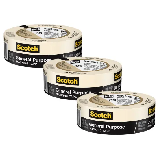 General Purpose Masking Tape, 1.41 in x 60.1 yd (36mm x 55m), 3 Rolls {1}