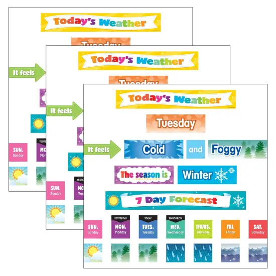 Colorful Weather Pocket Chart Cards, 94 Per Pack, 3 Packs {1}
