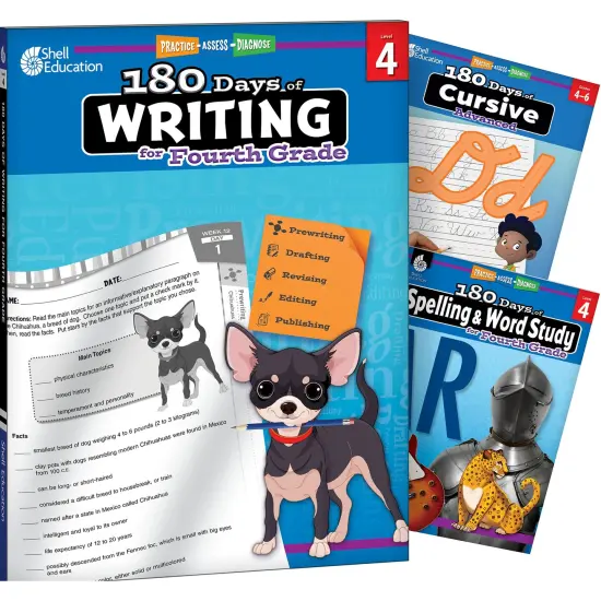 180 Days Writing, Spelling, & Cursive Grade 4: 3-Book Set {1}