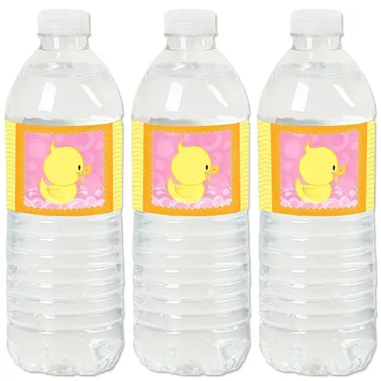 Big Dot of Happiness Pink Ducky Duck - Baby Shower or Birthday Party Water Bottle Sticker Labels - Set of 20 {1}