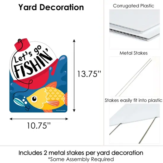 Big Dot of Happiness Let's Go Fishing - Outdoor Lawn Sign - Fish Themed Birthday Party or Baby Shower Yard Sign - 1 Piece {7}