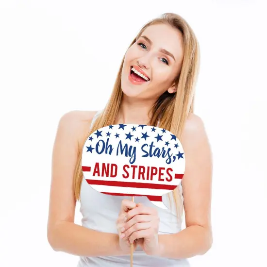 Big Dot of Happiness Funny Stars & Stripes - Memorial Day, 4th of July and Labor Day USA Patriotic Party Photo Booth Props Kit - 10 Piece {3}