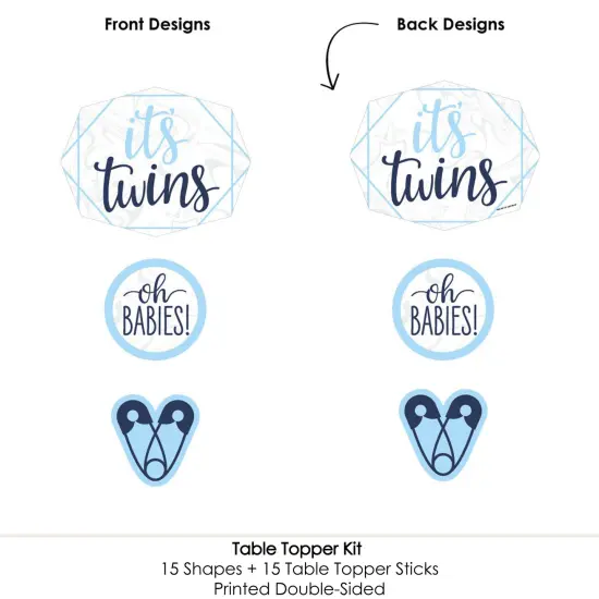 Big Dot of Happiness It's Twin Boys - Blue Twins Baby Shower Centerpiece Sticks - Table Toppers - Set of 15 {6}