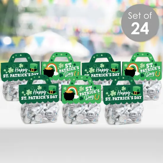Big Dot of Happiness Shamrock St. Patrick's Day - DIY Saint Paddy's Day Party Clear Goodie Favor Bag Labels - Candy Bags with Toppers - Set of 24 {3}