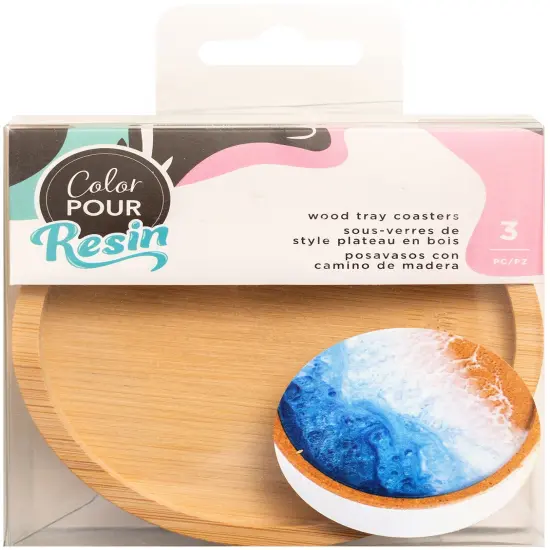 American Crafts Color Pour Resin Coasters 3/Pkg-Tray {1}