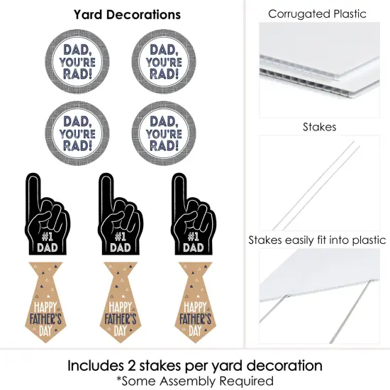 Big Dot of Happiness My Dad is Rad - Tie and Number 1 Dad Hand Lawn Decorations - Outdoor Father's Day Yard Decorations - 10 Piece {7}