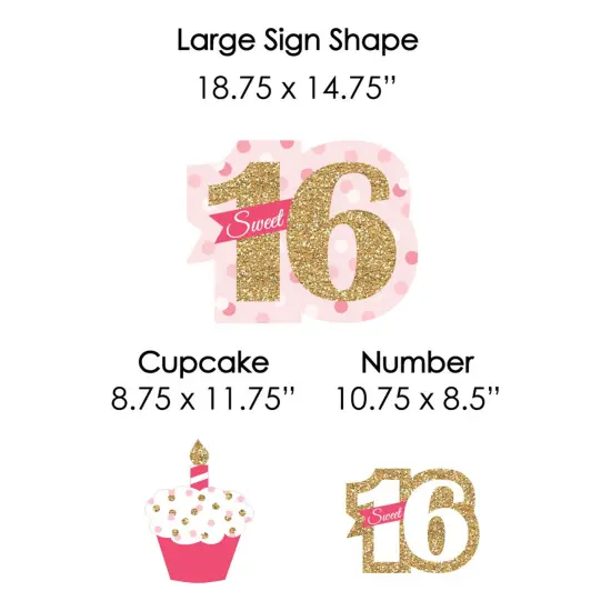 Big Dot of Happiness Sweet 16 - Yard Sign and Outdoor Lawn Decorations - 16th Happy Birthday Party Yard Signs - Set of 8 {7}