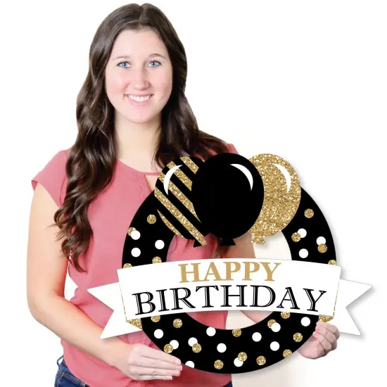 Big Dot of Happiness Adult Happy Birthday - Gold - Outdoor Birthday Party Decor - Front Door Wreath {7}